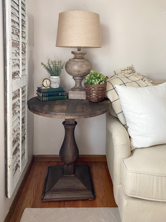 With only a few supplies and a few steps, this round side table makeover was complete! It has been a great addition to our living room.