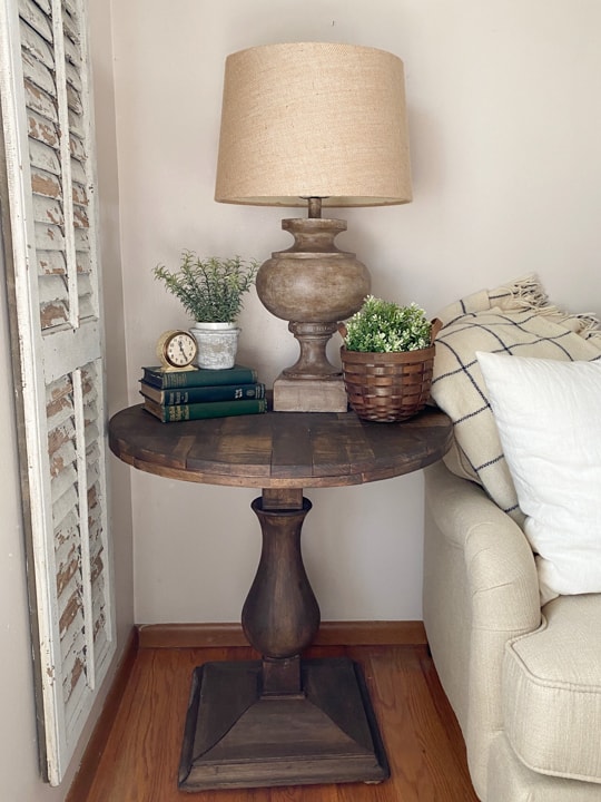 With only a few supplies and a few steps, this round side table makeover was complete! It has been a great addition to our living room.