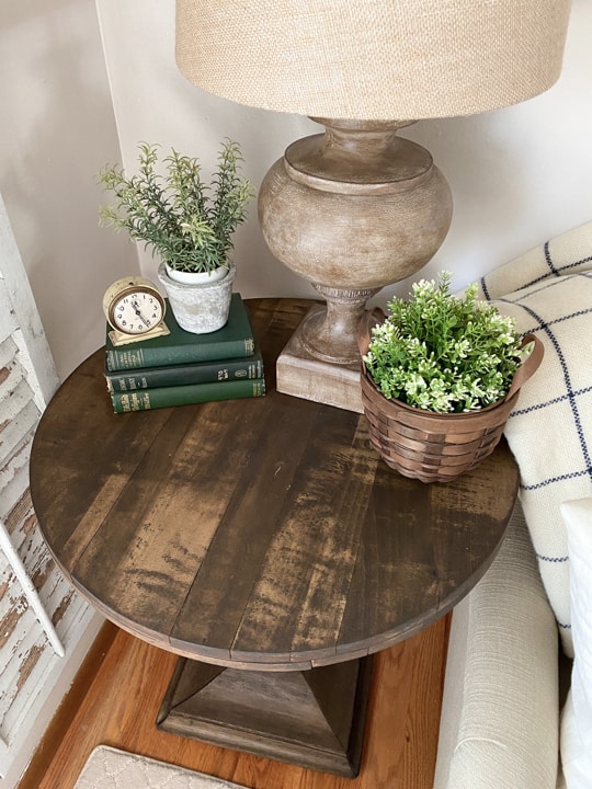 With only a few supplies and a few steps, this round side table makeover was complete! It has been a great addition to our living room.