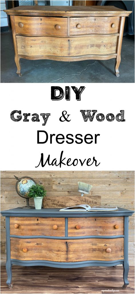 This Gray & Wood Dresser Makeover was an easy project that brought an old dresser back to life for a fraction of the cost of a brand new dresser.