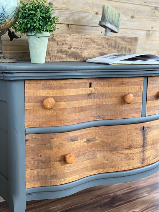 This Gray & Wood Dresser Makeover was an easy project that brought an old dresser back to life for a fraction of the cost of a brand new dresser.