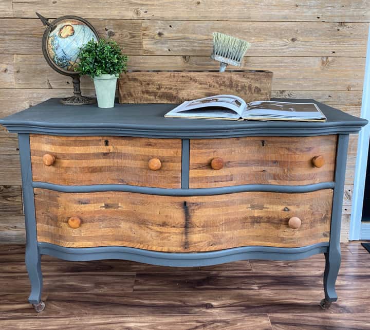 This Gray & Wood Dresser Makeover was an easy project that brought an old dresser back to life for a fraction of the cost of a brand new dresser.