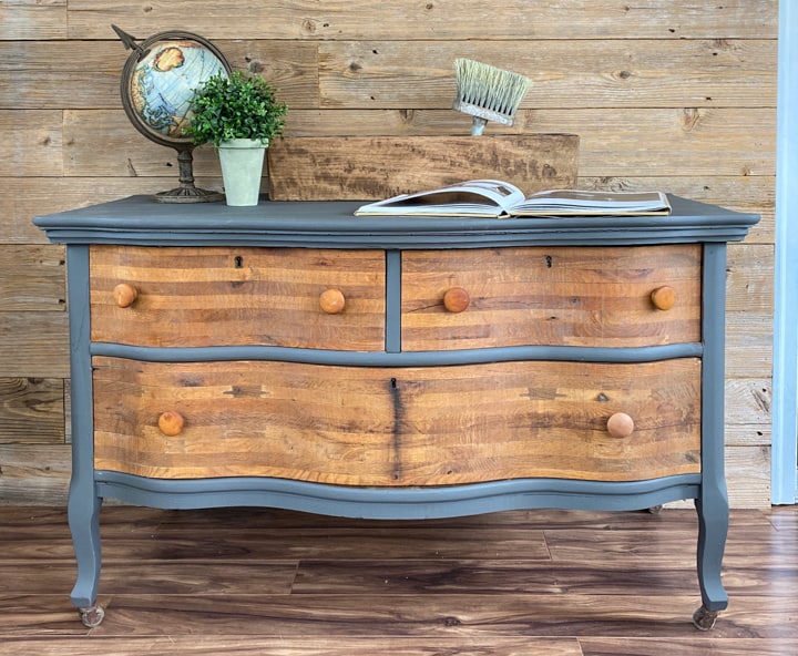 This Gray & Wood Dresser Makeover was an easy project that brought an old dresser back to life for a fraction of the cost of a brand new dresser.