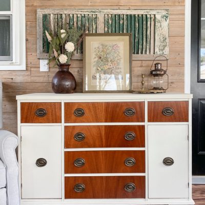 Creamy White Boho Buffet Makeover