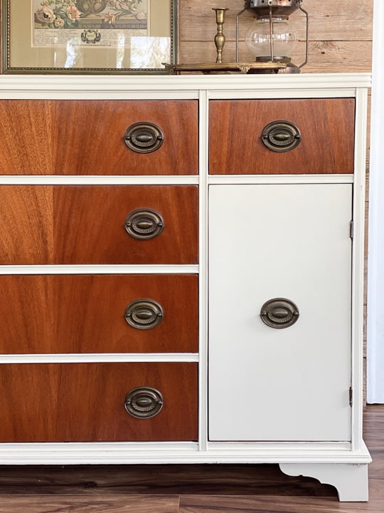 Buffets are a versatile piece of furniture and this creamy white boho buffet makeover turned a boring piece into a boho show stopper!