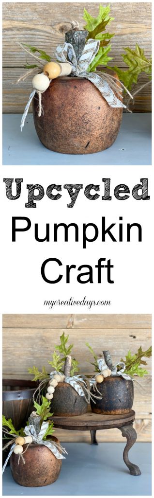 Use supplies you already have on hand to create decor for your home. This Upcycled Pumpkin Craft came together easily with supplies I had!