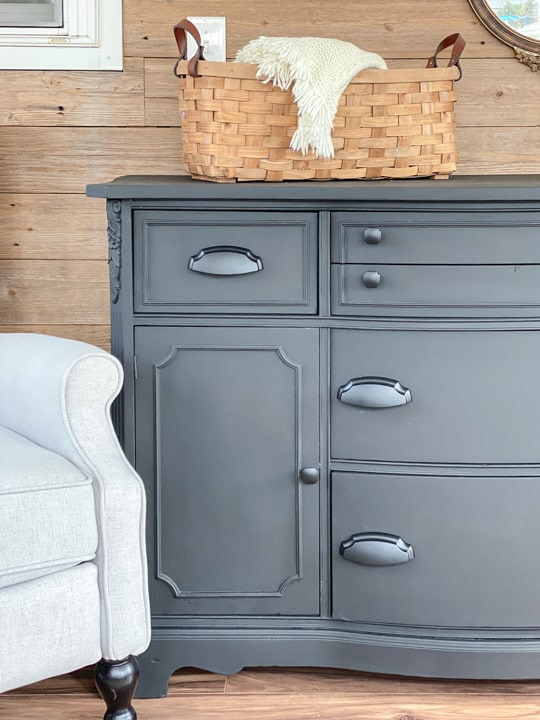 This DIY black buffet makeover was an easy project. A little paint and new hardware goes a long way when making over a piece of furniture.