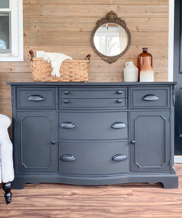 This DIY black buffet makeover was an easy project. A little paint and new hardware goes a long way when making over a piece of furniture.