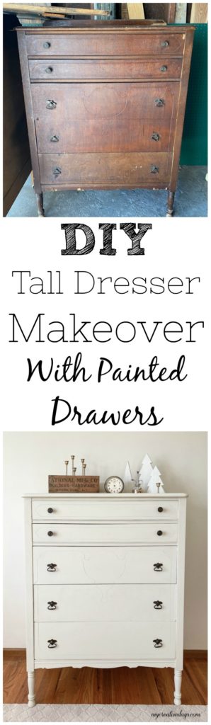 This DIY Tall Dresser Makeover was an easy way to transform an old dresser with a little TLC and paint on the outside and inside the drawers.
