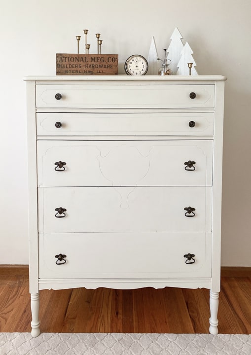 This DIY Tall Dresser Makeover was an easy way to transform an old dresser with a little TLC and paint on the outside and inside the drawers.