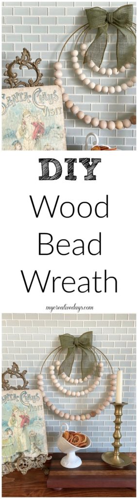 This DIY wood bead wreath is easy to make with only a few supplies and can be customized to match the style of your holiday decor.