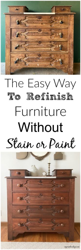 Sharing the easy way to refinish furniture without paint. A little elbow grease and one of my favorite products make this DIY a cinch!