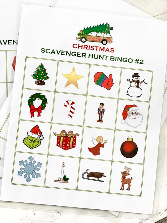 If you take the family to look at Christmas lights, take this Christmas Lights Bingo Game with you to make the night a lot more fun!