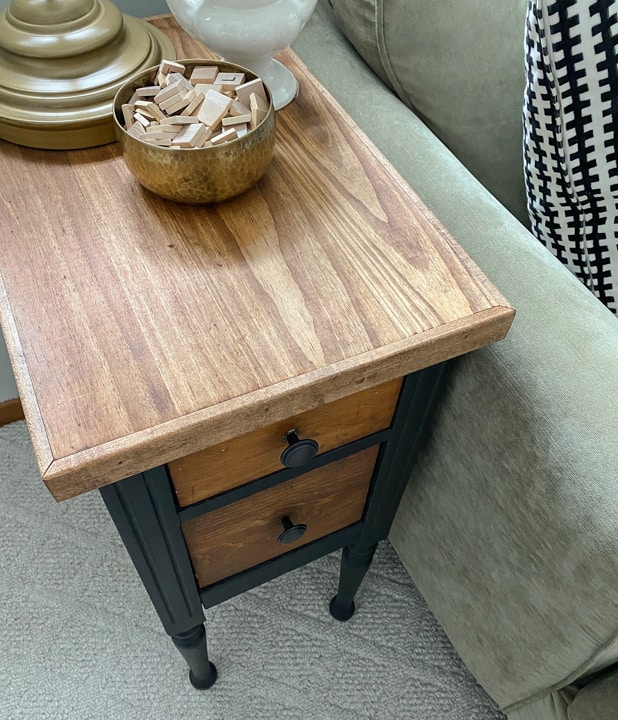 This DIY cabinet makeover was done with paint, my favorite topcoat and a product that I will never live without for wood projects.