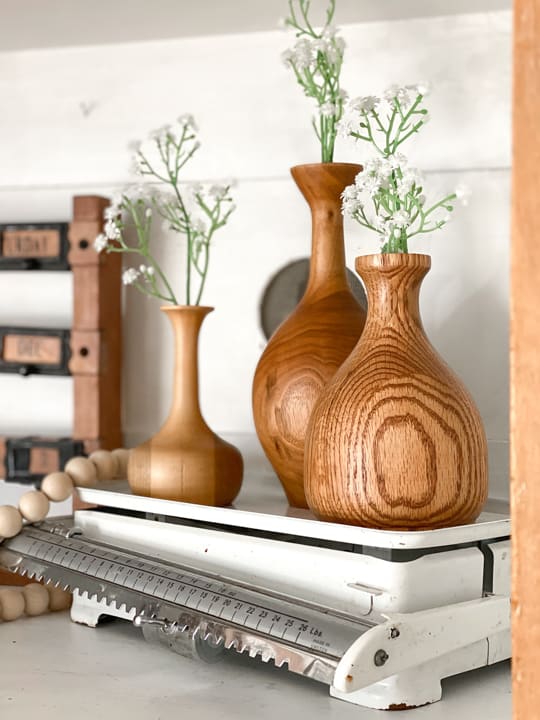 wood vases