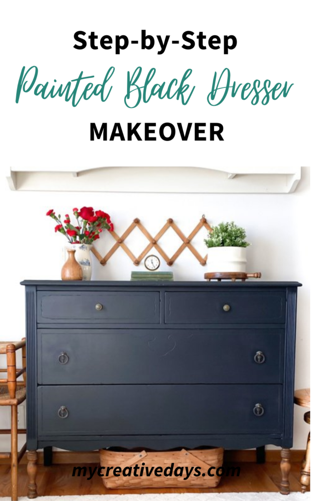 This painted black dresser makeover is a step-by-step tutorial showing how to take an old piece and make it beautiful and functional again.