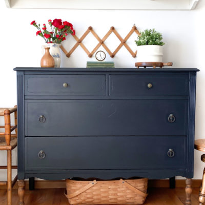 Painted Black Dresser Makeover