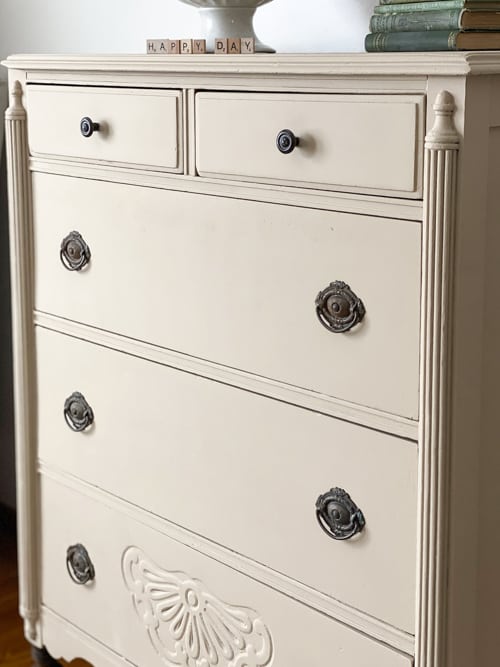 This Traditional Dresser Makeover turned an outdated dresser with mismatched hardware into a beautiful piece ready for years of use.