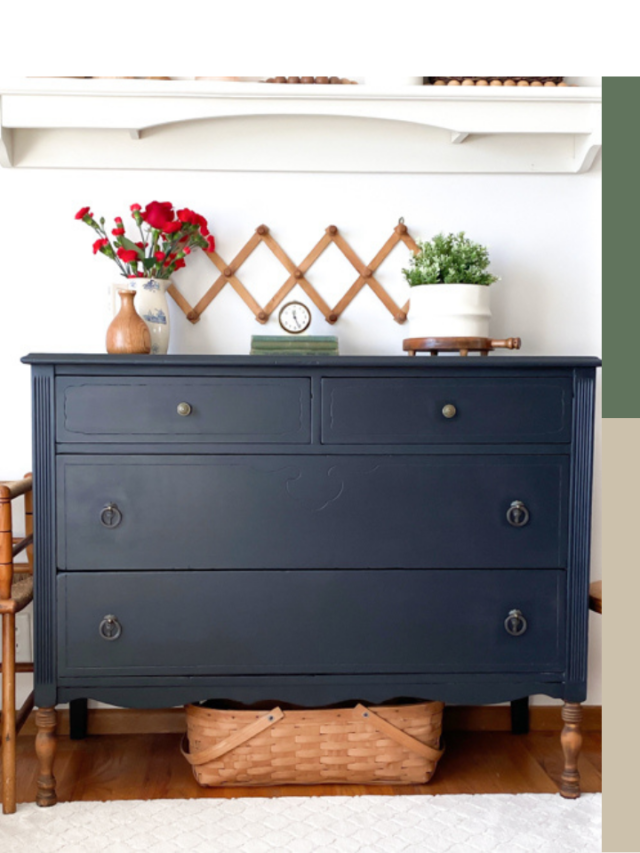 Painted Black Dresser Makeover