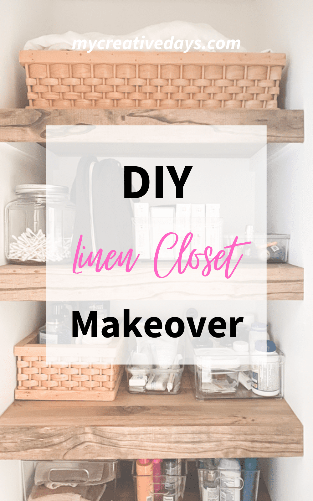 This DIY linen closet makeover was an easy and inexpensive project that not only made it look better but it functioned so much better too.