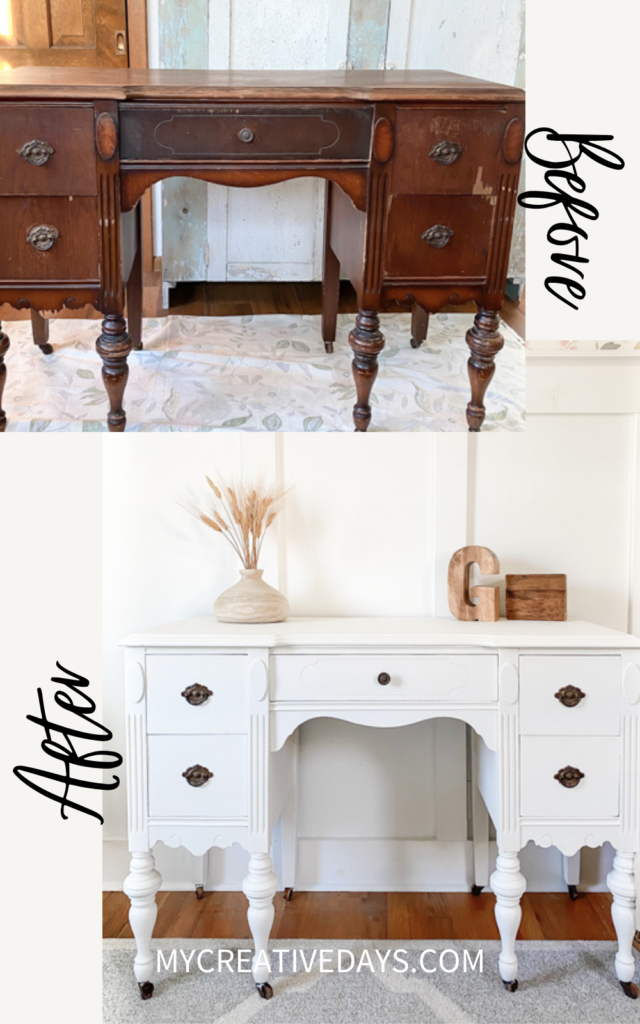 Vanities are a great piece of furniture to flip because they are so versatile. This DIY vanity makeover will show you how easy it is to do.