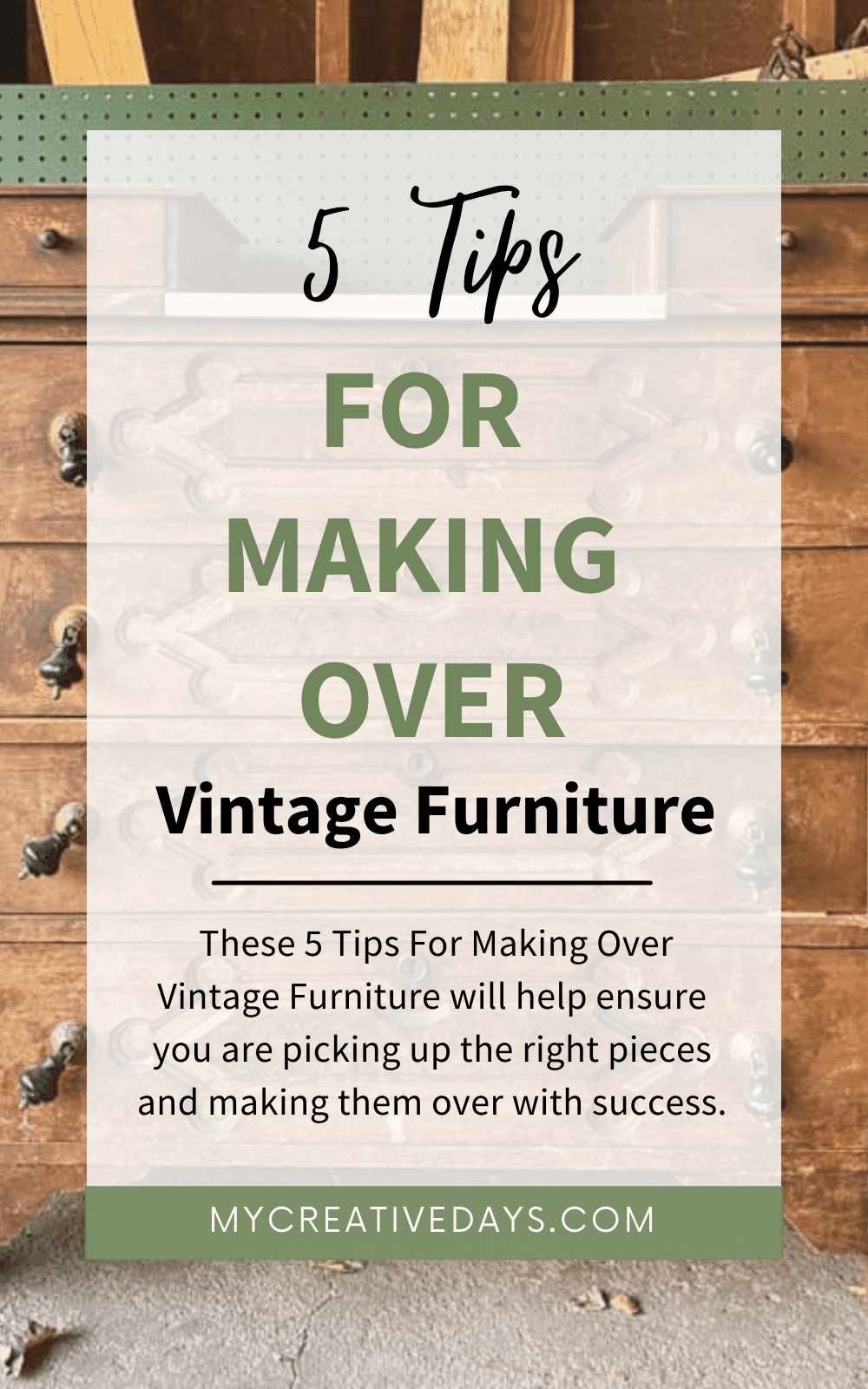 These 5 Tips For Making Over Vintage Furniture will help ensure you are picking up the right pieces and making them over with success.