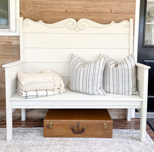 This antique headboard turned bench DIY was a great way to repurpose a broken bed frame that still had a lot of potential.