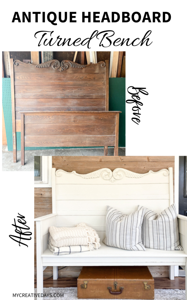 This antique headboard turned bench DIY was a great way to repurpose a broken bed frame that still had a lot of potential.