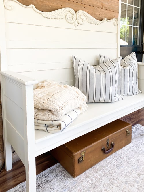 This antique headboard turned bench DIY was a great way to repurpose a broken bed frame that still had a lot of potential.