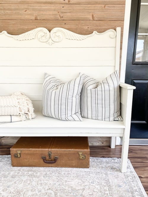 This antique headboard turned bench DIY was a great way to repurpose a broken bed frame that still had a lot of potential.