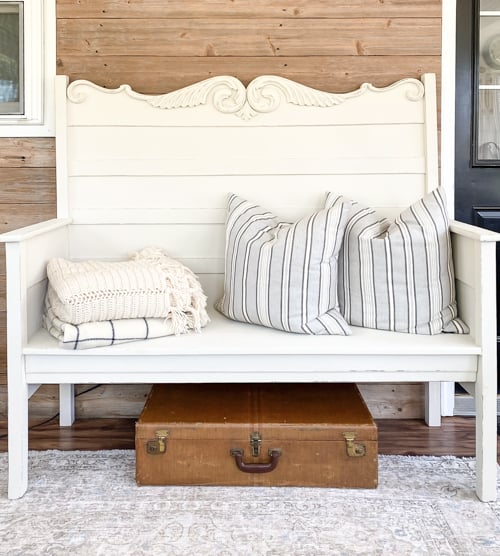 This antique headboard turned bench DIY was a great way to repurpose a broken bed frame that still had a lot of potential.