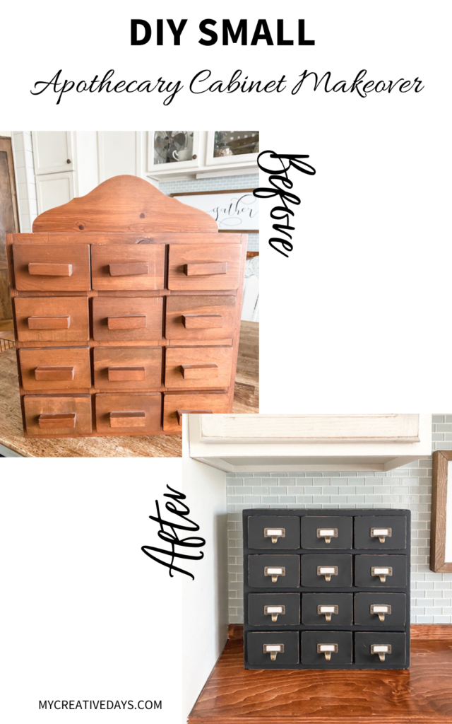 This DIY Small Apothecary Cabinet Makeover takes a thrift store find and turns it into something pretty and functional for any style home.