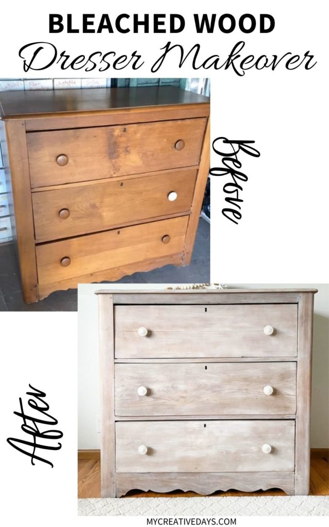 This bleached wood dresser makeover is a good way to make an older dresser lighter and brighter through an easy, 3 step technique.