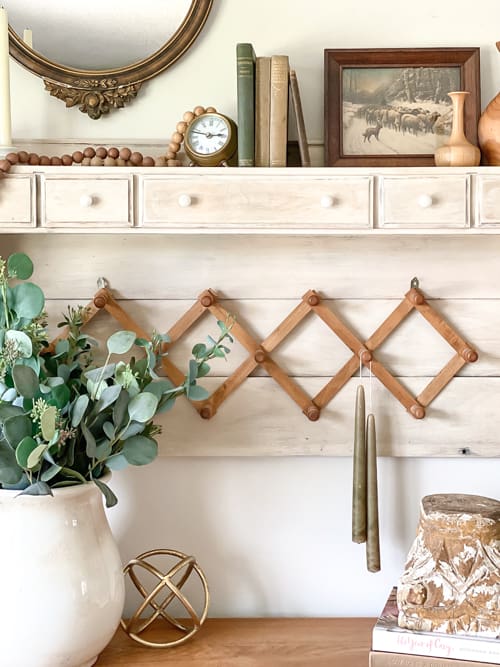 After stripping the orange patina and lightening the wood with an easy technique, this DIY wood wall organizer is now functional and pretty.