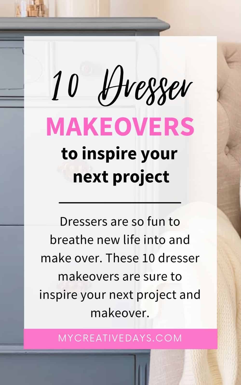 Dressers are so fun to breathe new life into and make over. These 20 dresser makeovers are sure to inspire your next project and makeover.