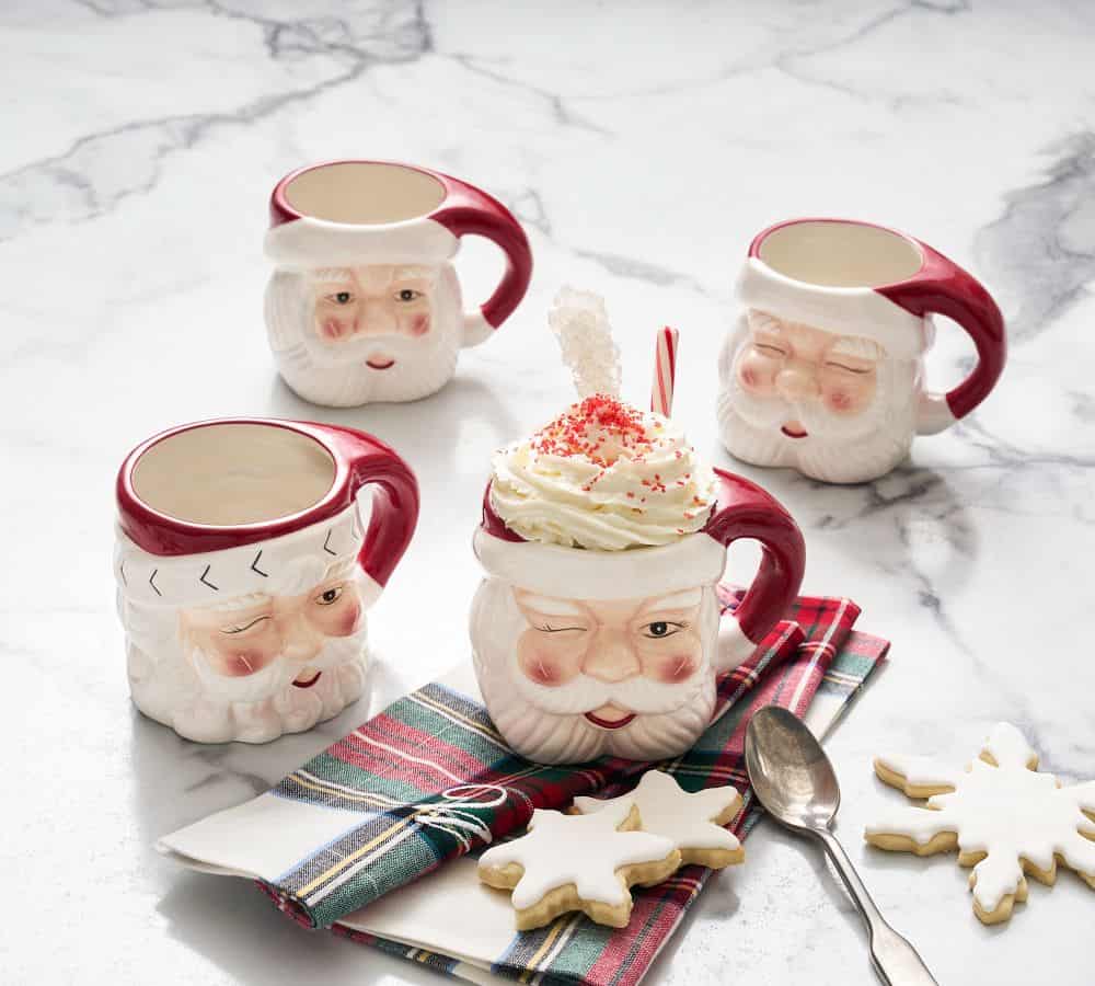 pottery barn santa mug set