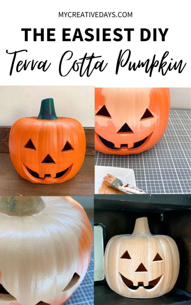 This is the easiest DIY terra cotta pumpkin tutorial. With only a few supplies, any pumpkin can look just like expensive terra cotta pumpkins.