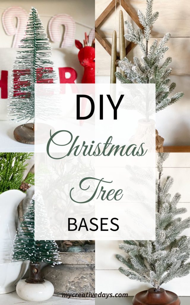 Small Christmas tree bases can be boring. These DIY Christmas Tree Bases add tons of charm and character to any small Christmas tree.