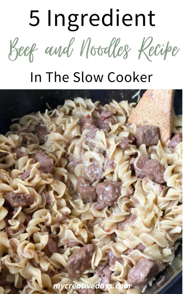 Looking for an easy meal your entire family will love? This 5 Ingredient Beef and Noodles In The Slow Cooker is a meal to prepare any night.