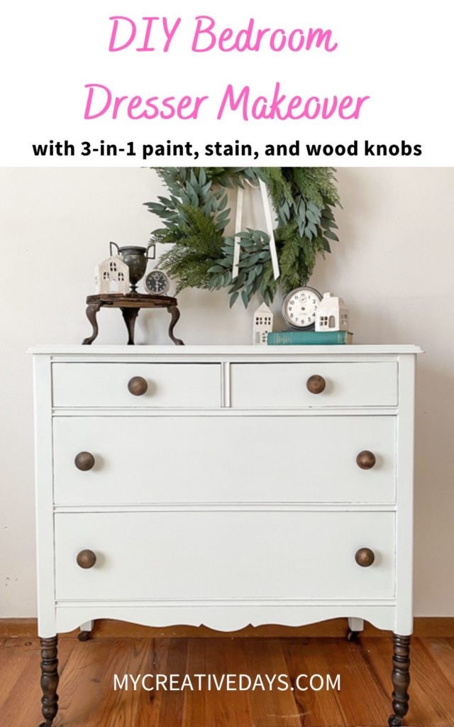 This DIY Bedroom Dresser Makeover is a great example of how all-in-one paint, a gel stain, and new wood knobs can transform an old piece.