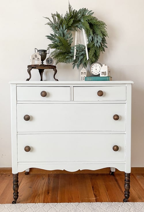 This DIY Bedroom Dresser Makeover is a great example of how all-in-one paint, a gel stain, and some new wood knobs can transform an old piece.