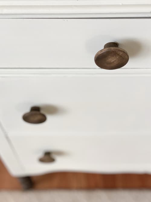 This DIY Bedroom Dresser Makeover is a great example of how all-in-one paint, a gel stain, and some new wood knobs can transform an old piece.