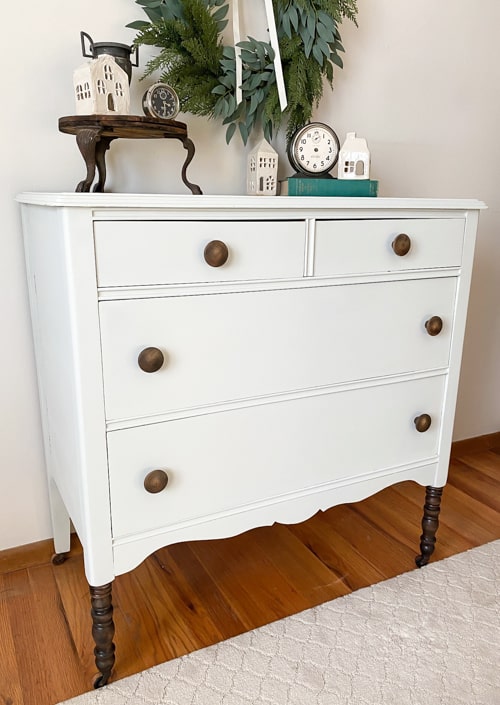 This DIY Bedroom Dresser Makeover is a great example of how all-in-one paint, a gel stain, and some new wood knobs can transform an old piece.