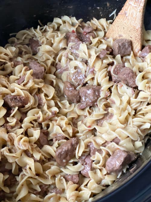 Looking for an easy meal your entire family will love? This 5 Ingredient Beef and Noodles In The Slow Cooker is a meal to prepare any night.