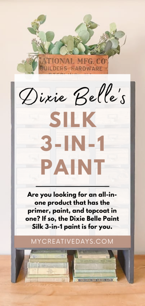 Looking for an all-in-one product that has the primer, paint, and topcoat in one? If so, the Dixie Belle Paint Silk 3-in-1 Paint is for you.