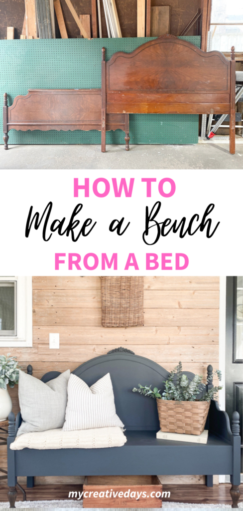 Do you have an old bed you aren't using anymore? Learn HOW TO MAKE A BENCH FROM A BED with this tutorial and video showing the process.