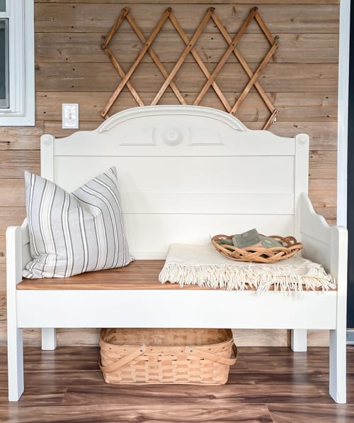 This Headboard and Footboard DIY Bench repurposes a bed and turns it into a beautiful piece for your home without breaking the bank.