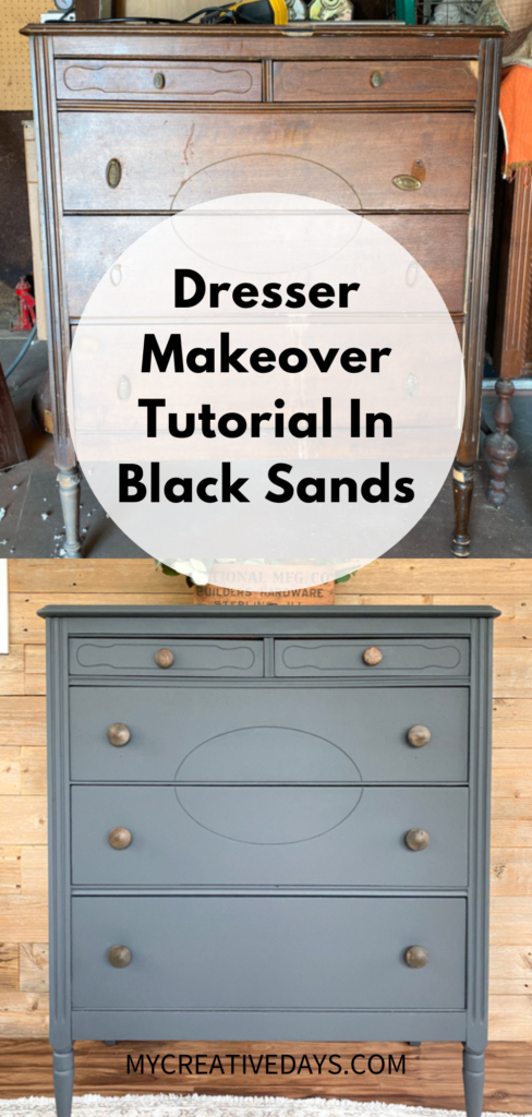 Discover the art of transforming an old piece of furniture with this step-by-step dresser makeover tutorial in Black Sands paint.