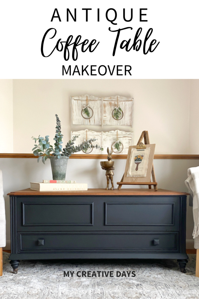 An Antique Coffee Table Makeover tutorial that will show you how to transform an old piece with sanding, painting, and staining for a stunning transformation.