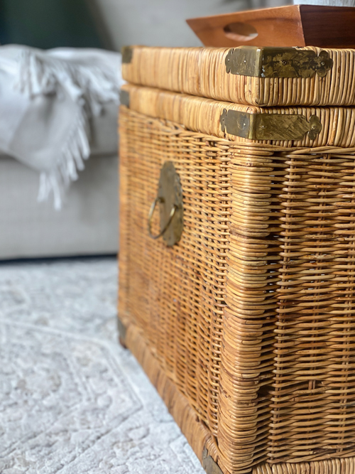 Give an old piece new life with this vintage wicker trunk makeover with one product! See the easy transformation using just one affordable, game-changing tool.